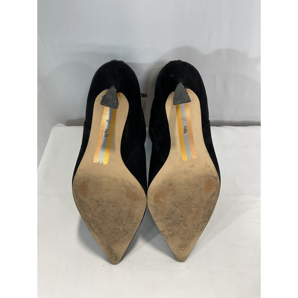 Sam Edelman 'Ella' Black Faux Leather Pointed Toe Boot Size 7.5