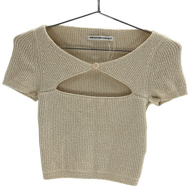 Alexanderwang.T Textured Beige Cutout Knit T-Shirt Size XS