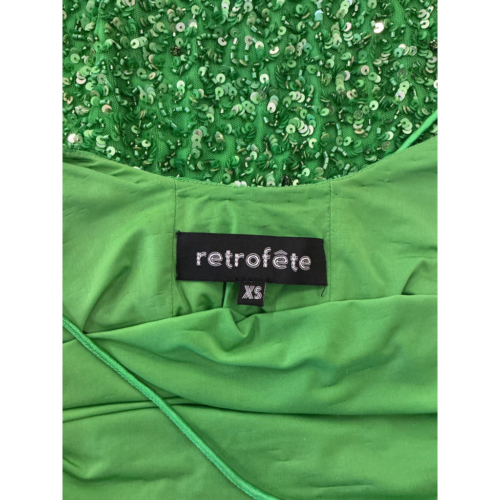Retrofete 'Mich' Green Crystal Sequin Embellished Dress Size XS