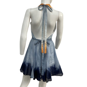 Maje Tie Dye Blue Halter Dress Size 36 NWT