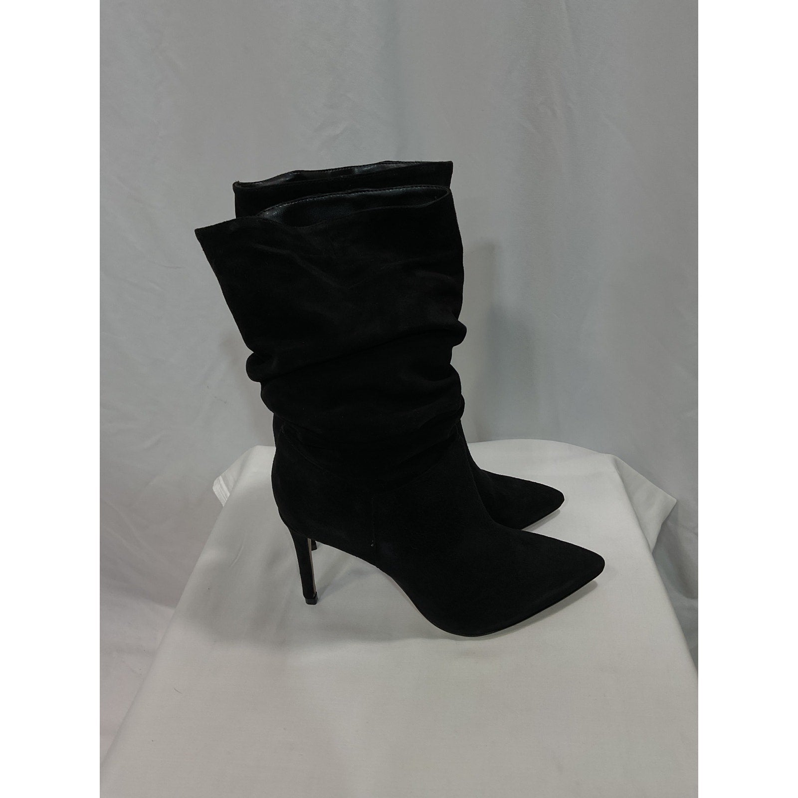 Schutz 'Ashlee' Black Suede Leather Stiletto Heel Boot Size 7