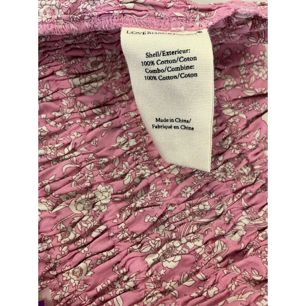 Loveshackfancy 'Corbin' Pink Floral Print Liberty Fabric Cropped Top Size XS