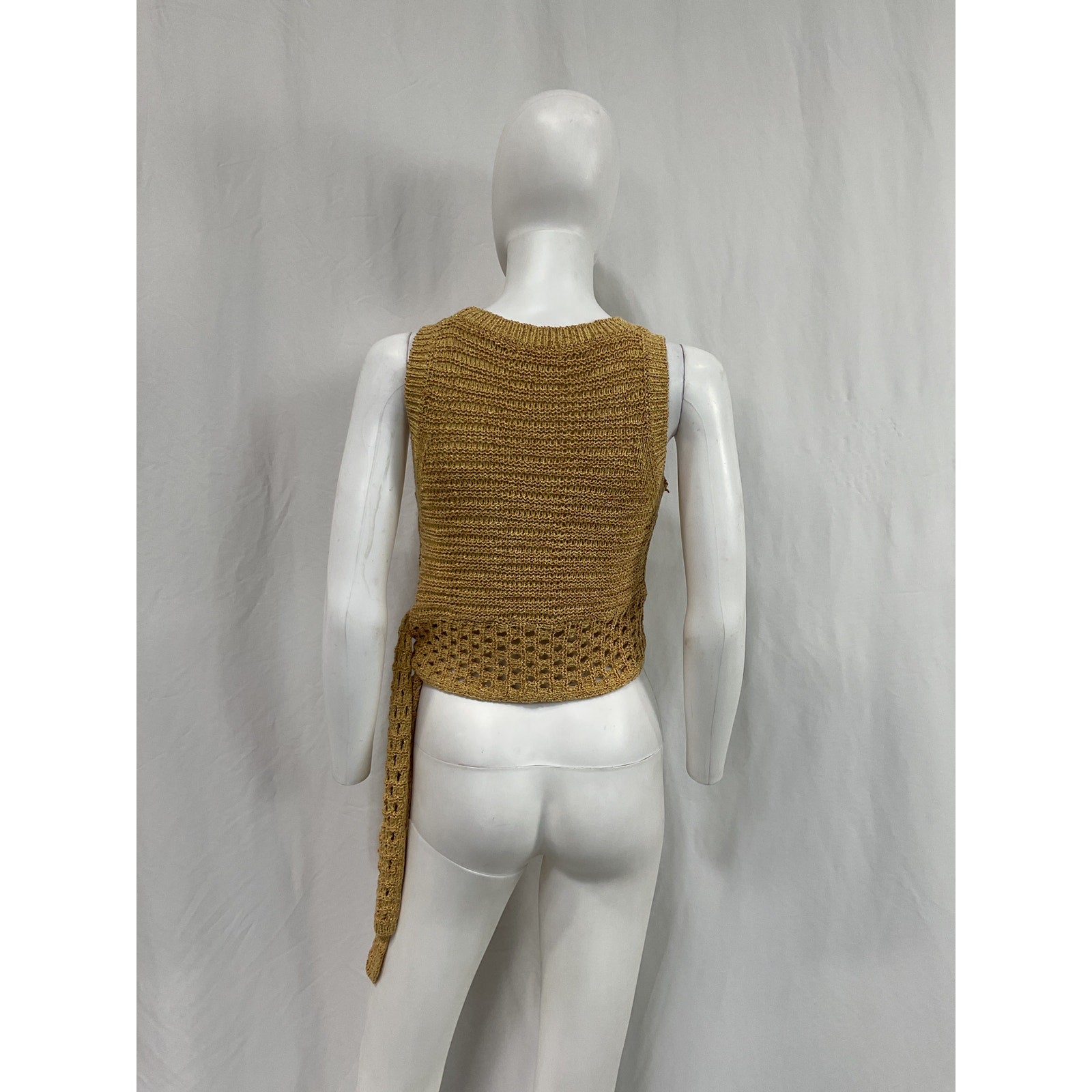 Ramy Brook 'Krystal' Gold Cotton Crochet Tank Top Size S