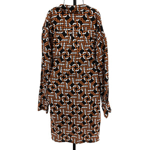 Faithfull The Brand Printed Orange Black White Mirah Shirt Dress Size S NWT