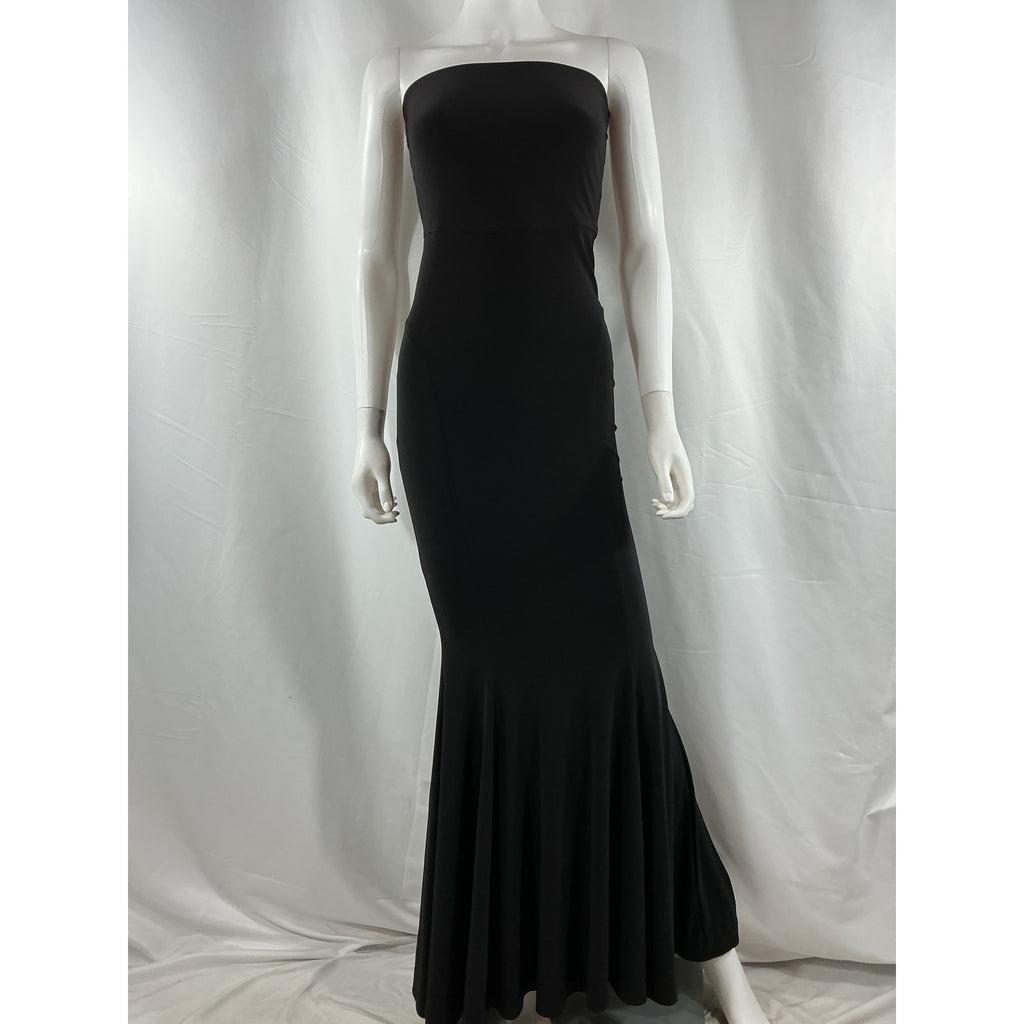 Norma Kamali X Revolve Strapless 'Fishtail' Black Polyester Gown Size S
