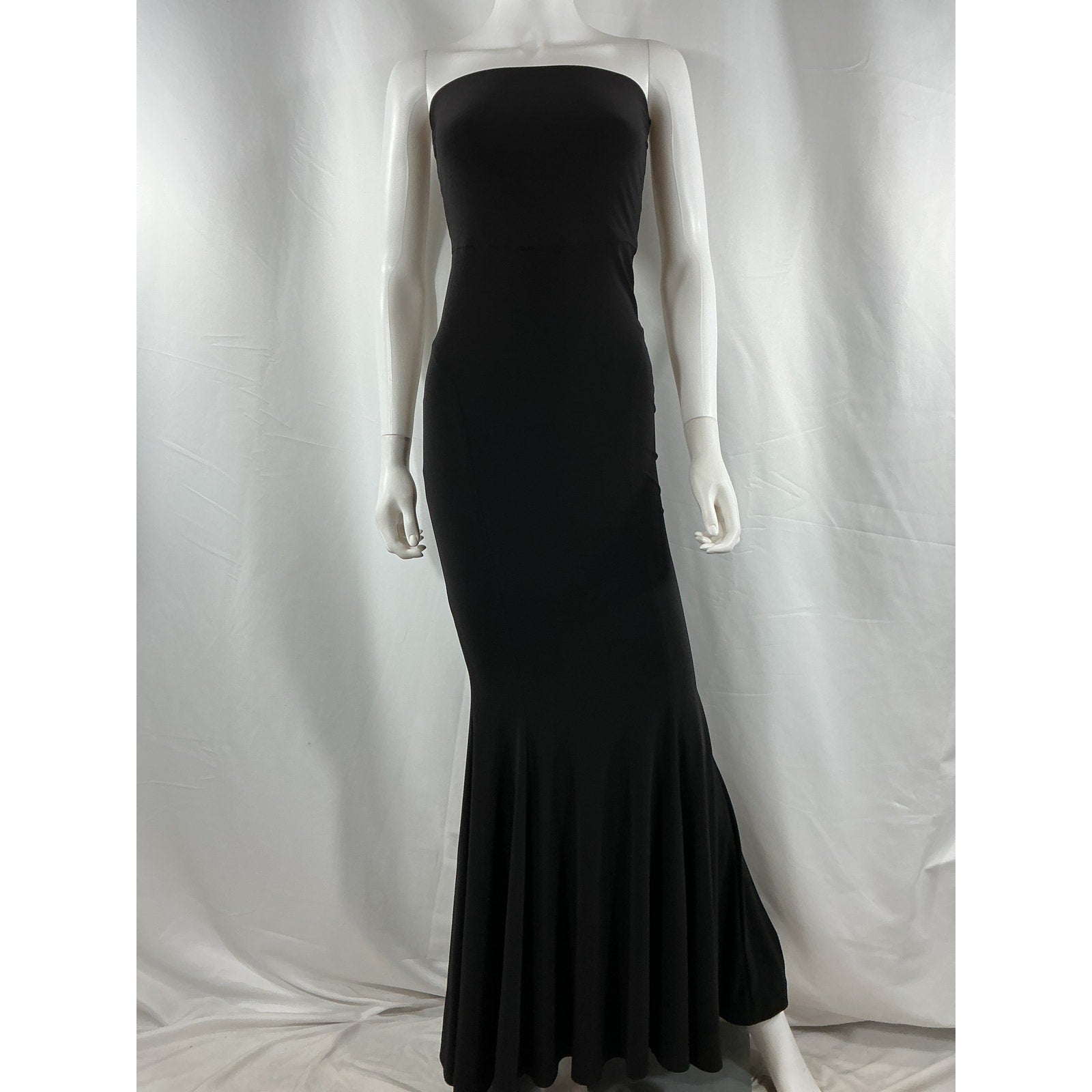 Norma Kamali X Revolve Strapless 'Fishtail' Black Polyester Gown Size S
