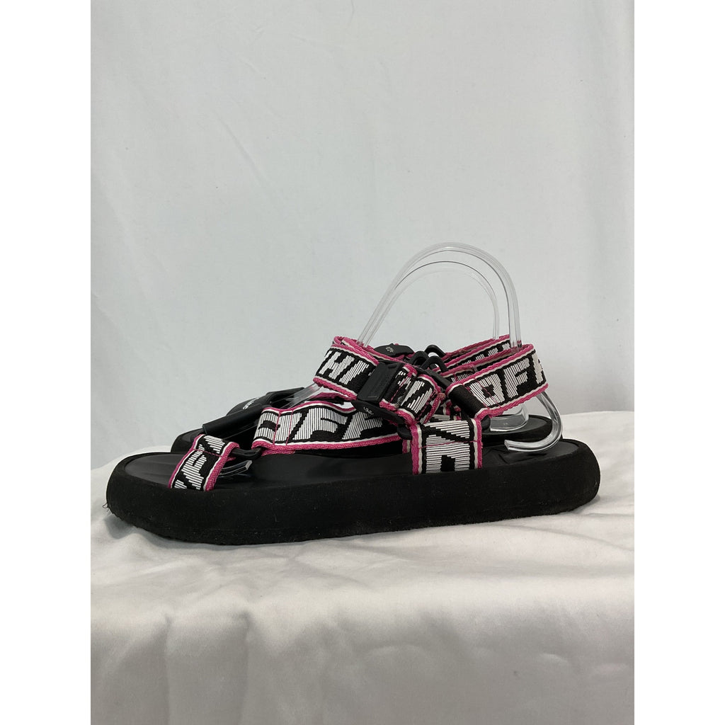 Valenti 'Trek' Black Logo-Strap Sandals Size 8