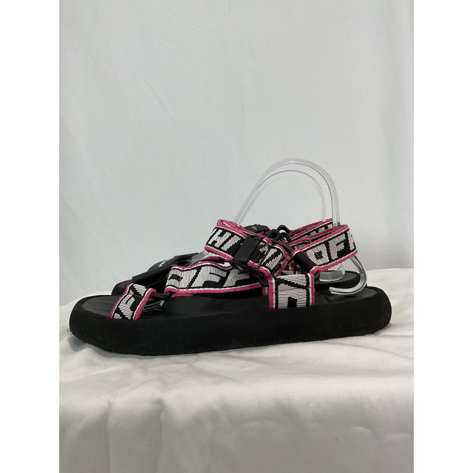 Valenti 'Trek' Black Logo-Strap Sandals Size 8