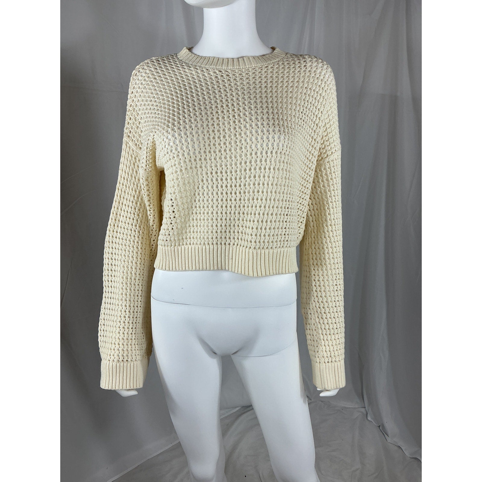 Nsf 'Blayne' Tan Crochet Cropped Sweater Size S