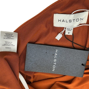 Halston Asymmetrical Orange Audrie Gown Size 6