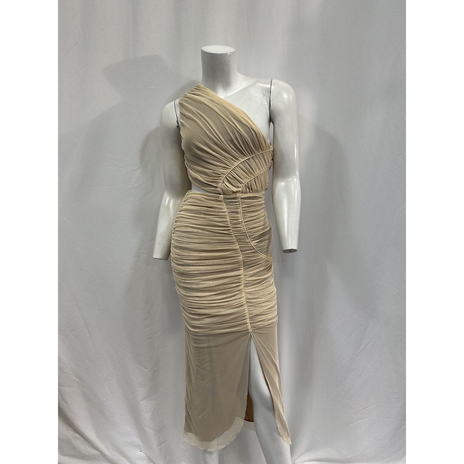 Simkhai 'Seraiah' White Gathered One Shoulder Midi Dress Size S