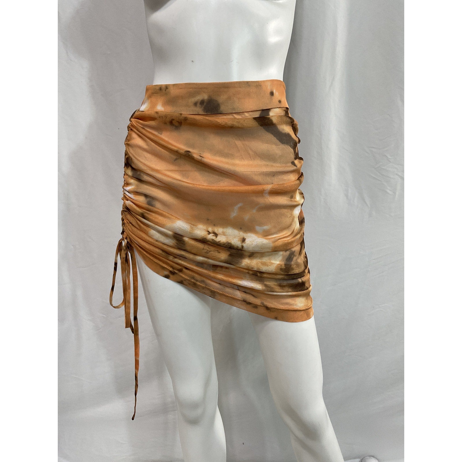 Kim Shui 'Shirred' Beige Mesh Skirt Size XS