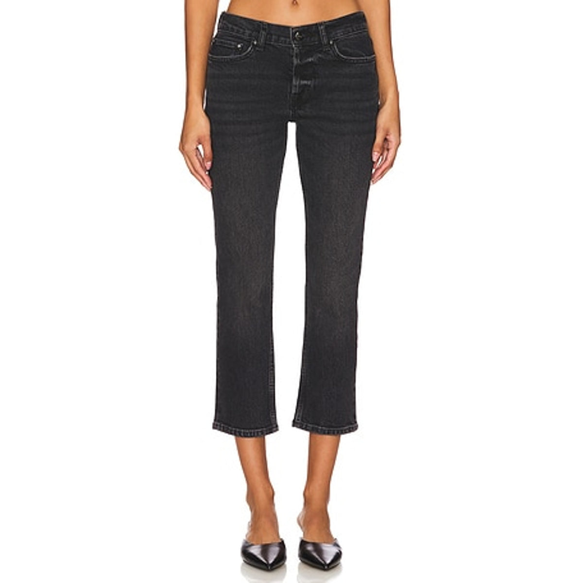 Anine Bing Classic Iron Black Nix Straight Leg Denim Jeans Size 25
