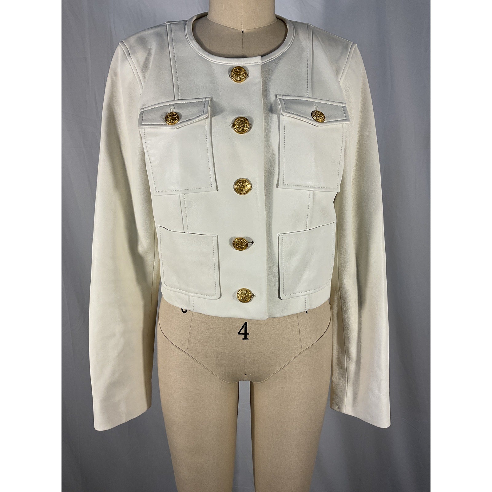Loveshackfancy 'Xander' White Leather Cropped Leather Jacket Size 4 - NWT