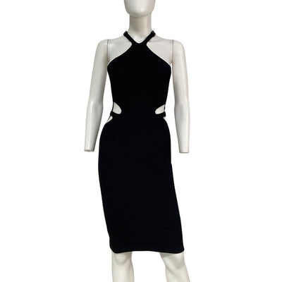 Dion Lee Ribbed Black Lustrate Fork Dress Size XS