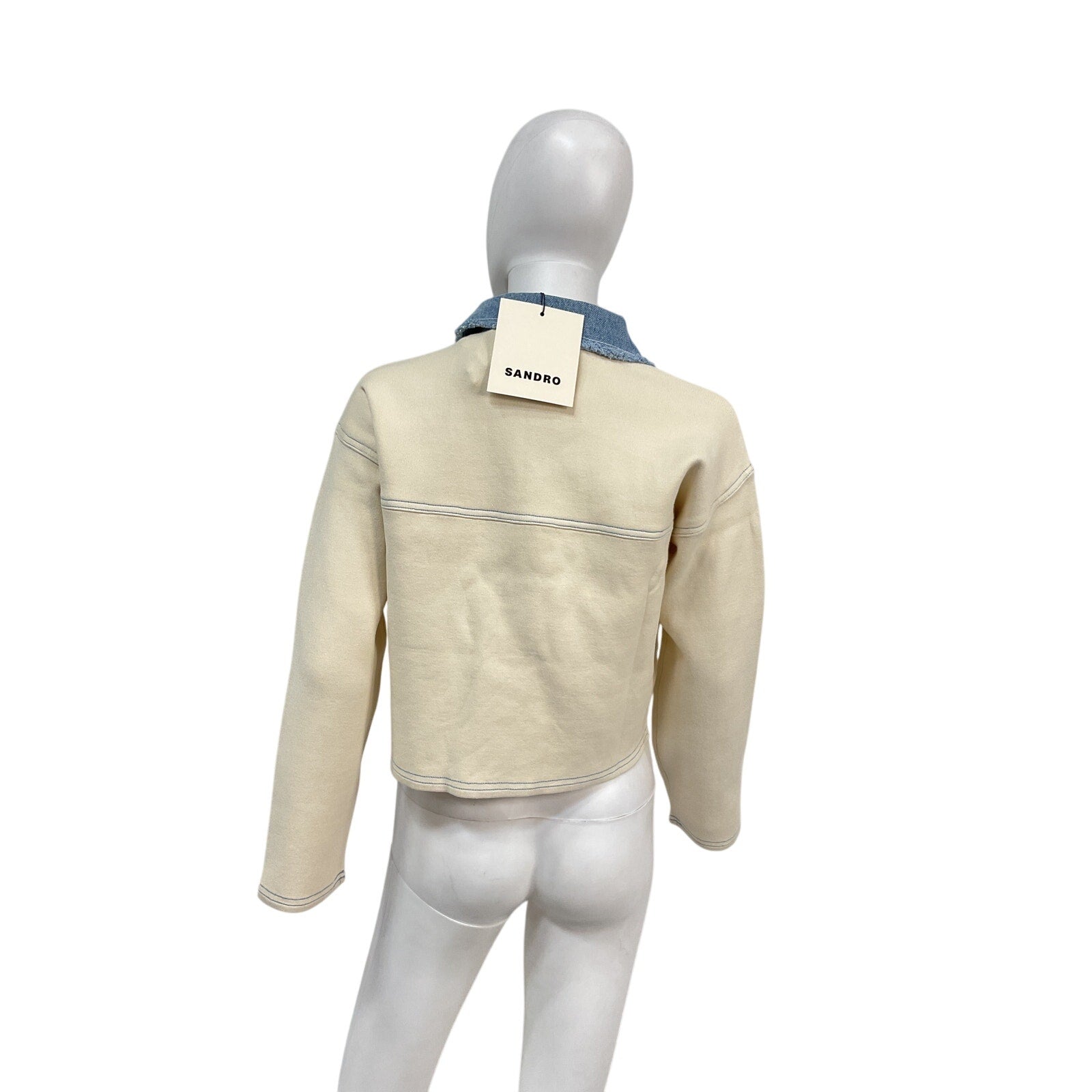 Sandro Oversized Cream Viscose Dual-Material Coatigan Size 0 - NWT