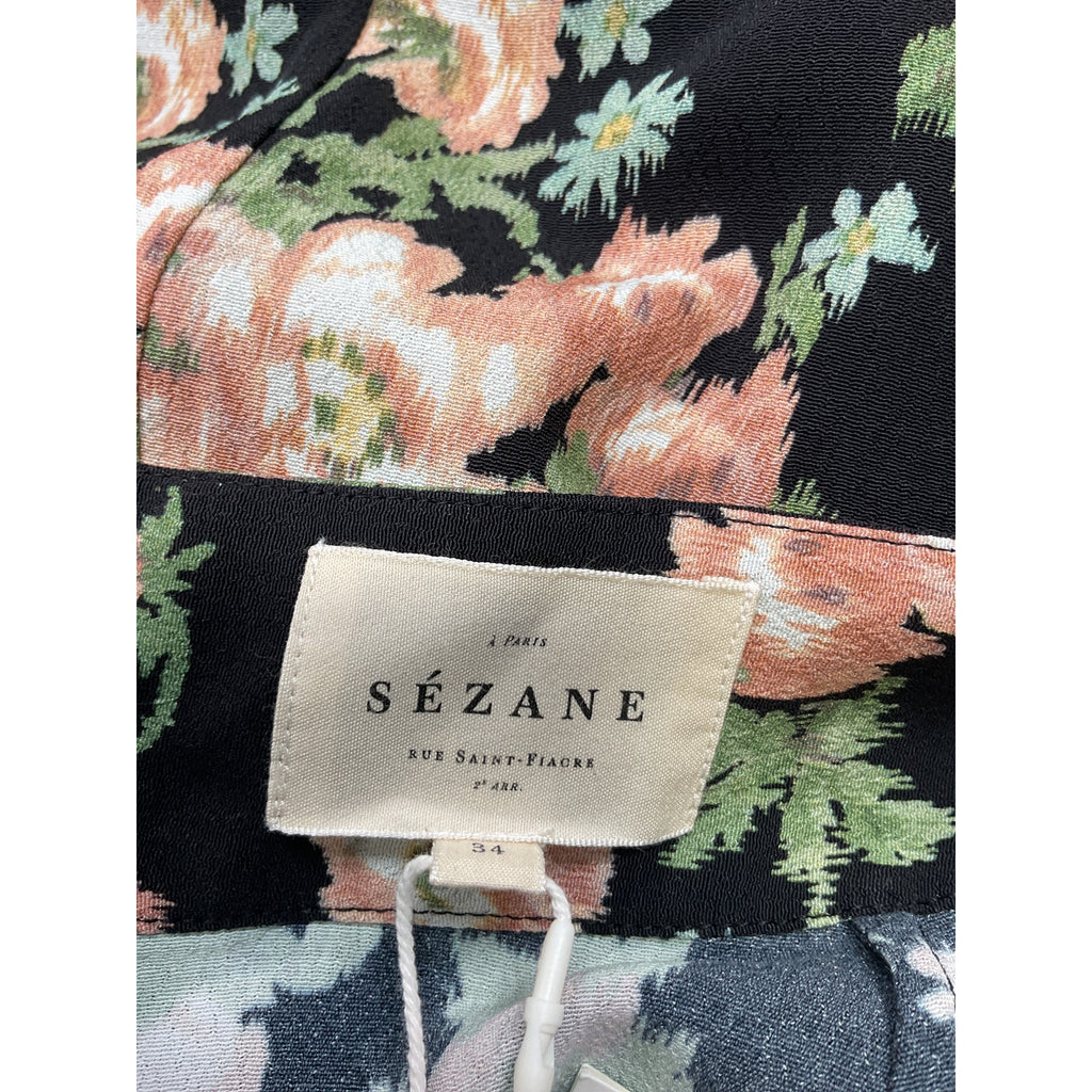 Sézane 'Tabata' Black Viscose Skirt Size 34