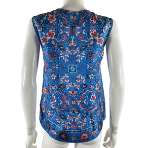 Tory Burch Silk Cobalt Blue Pisces Dream Shell Top Size 2