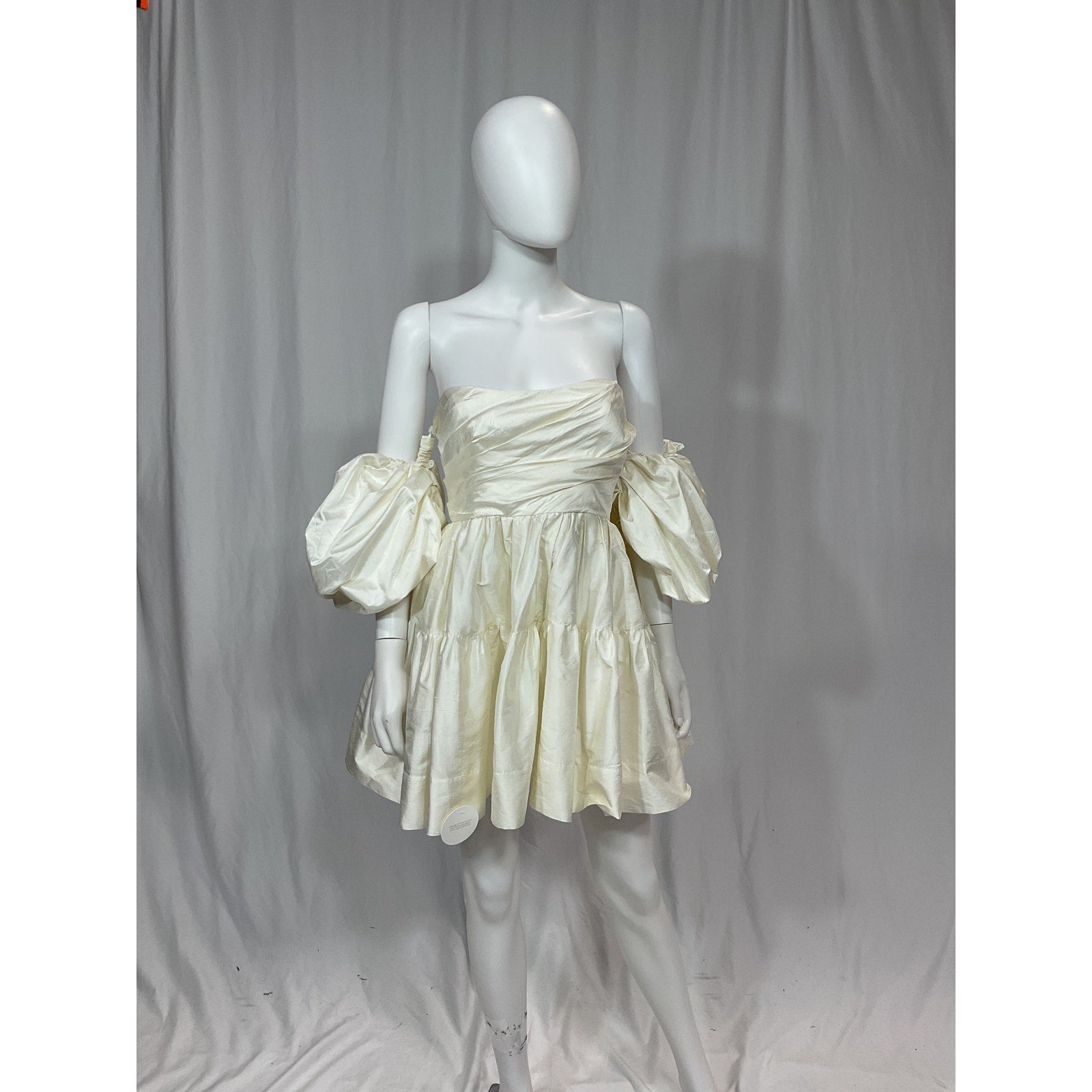 Shona Joy 'La Lune' White Lucero Silk Draped Corset Tiered Strapless Mini Dress Size 4