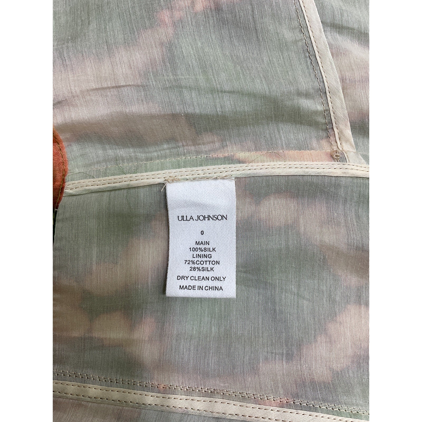 Ulla Johnson 'Iris' Green Silk Top Size 0