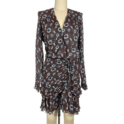 Veronica Beard Floral Burgundy Anjali Mini Dress Size 6