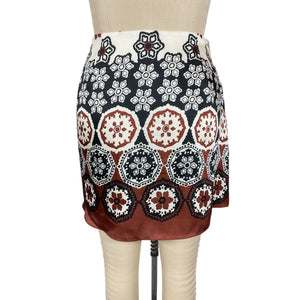 Tanya Taylor Patterned Cream Deep Clay Multi Medallion Skirt Size 0