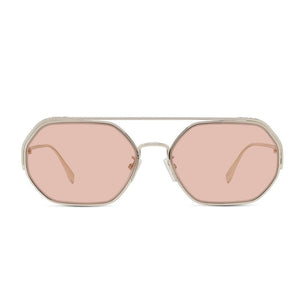 Fendi Geometric Shiny Gold Bordeaux Olock Sunglasses