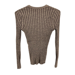 Simkhai 'Autumn' Brown Rayon Compact Rib-Knit Henley Size S