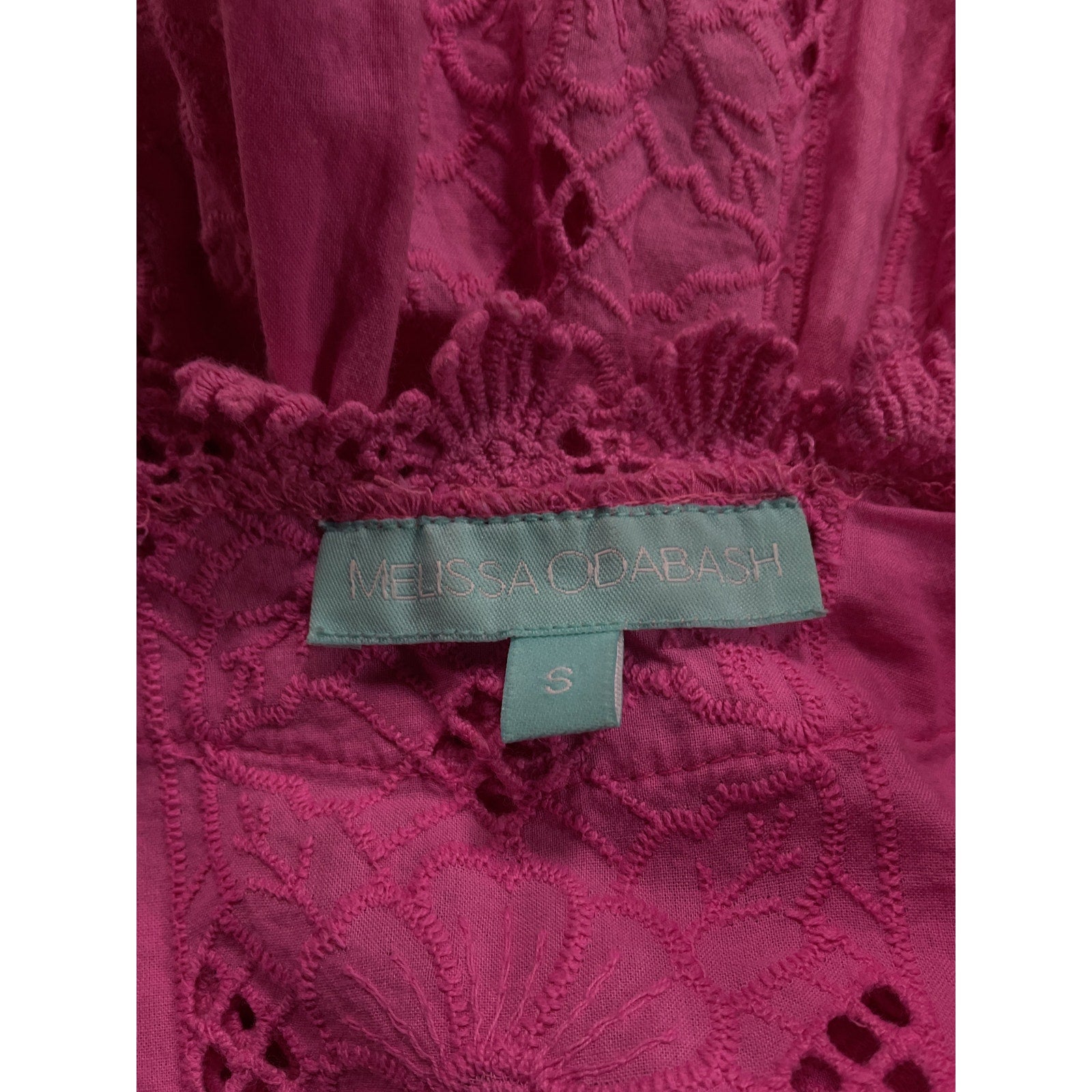Melissa Odabash 'Victoria' Pink Broderie Anglaise Cotton Mini Dress Size S
