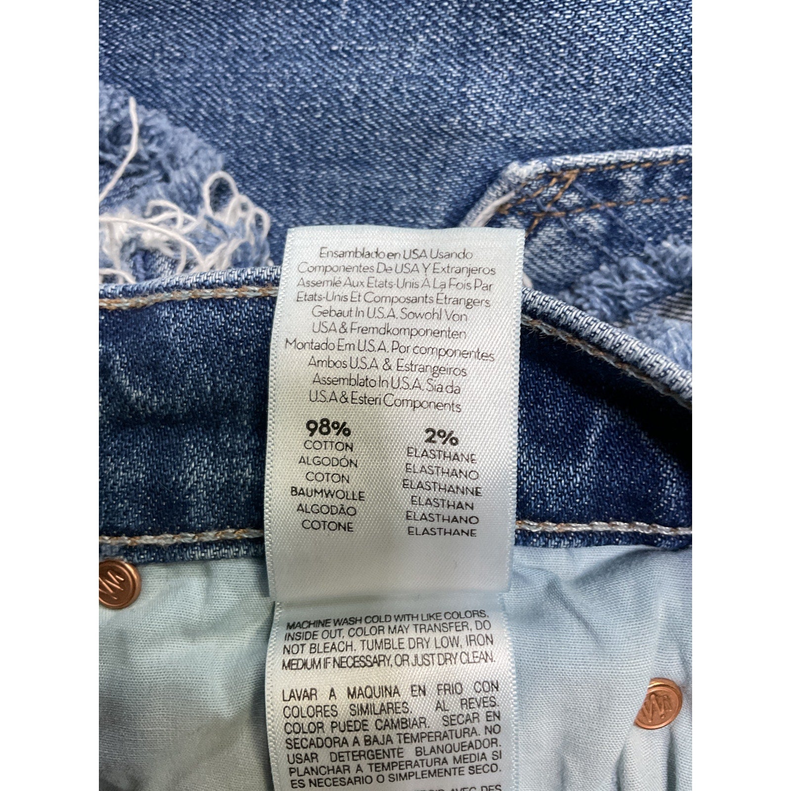 Mother 'The Dutchie' Blue Frayed Shorts Size 26