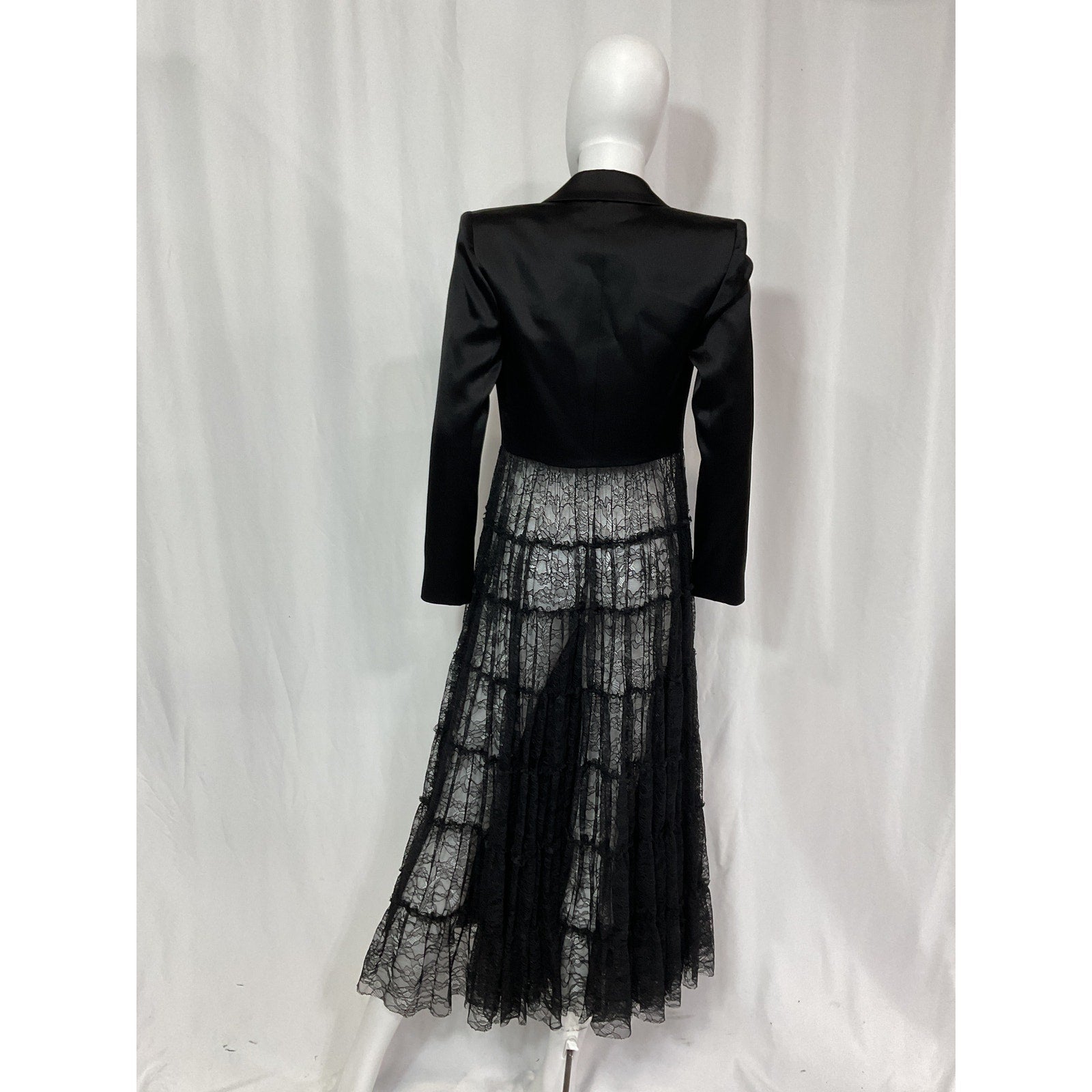 Alice + Olivia 'Everly' Black Lace Maxi Blazer Size XS