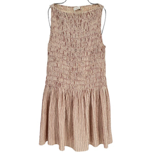 Faithfull The Brand Smocked Beige Noa Mini Dress Size 8