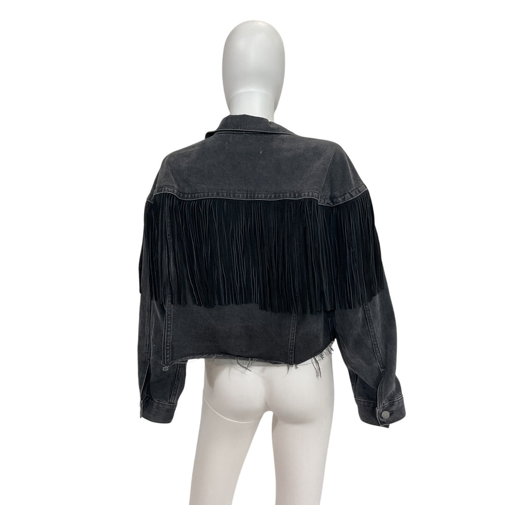 Grlfrnd 'Freya' Black Cotton Denim Jacket Size L