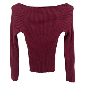 Majorelle Ribbed Burgundy Salone Knit Top Size S