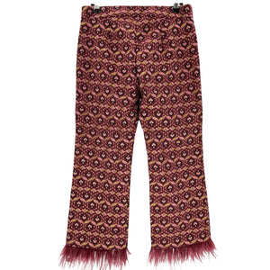 Trina Turk Feather Trimmed Burgundy Shibui Pants Size 6