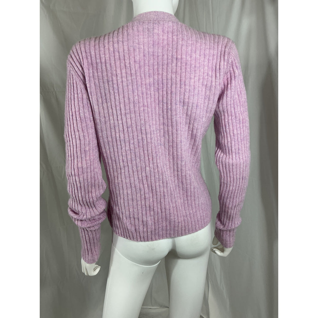 Autumn Cashmere Pink Cashmere Rib V-Neck Cardigan Size L