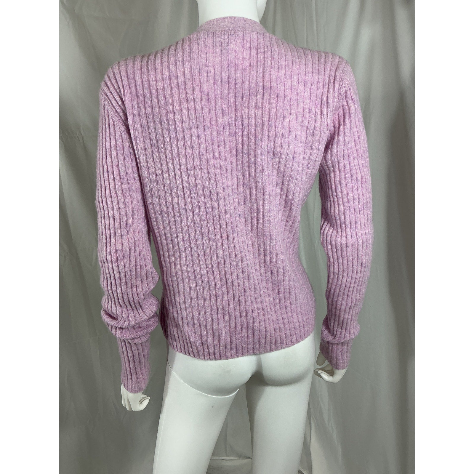 Autumn Cashmere Pink Cashmere Rib V-Neck Cardigan Size L