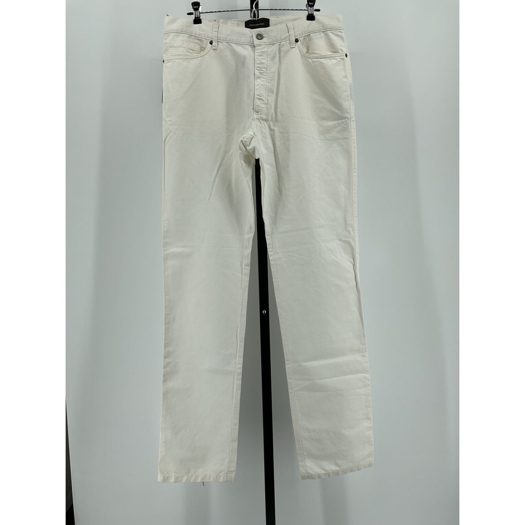Zegna Linen 5 Pkt White Cotton Pant Size 36