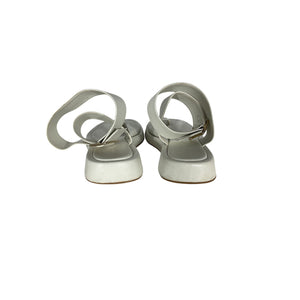 Gia Borghini Rhw Flat Toe White Leather Ring Wrap Sandal Size 40