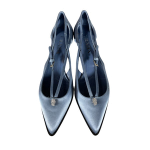 Prada Satin Blue Crisscross Buckle Pumps Size 38.5 EU / 8.5 US