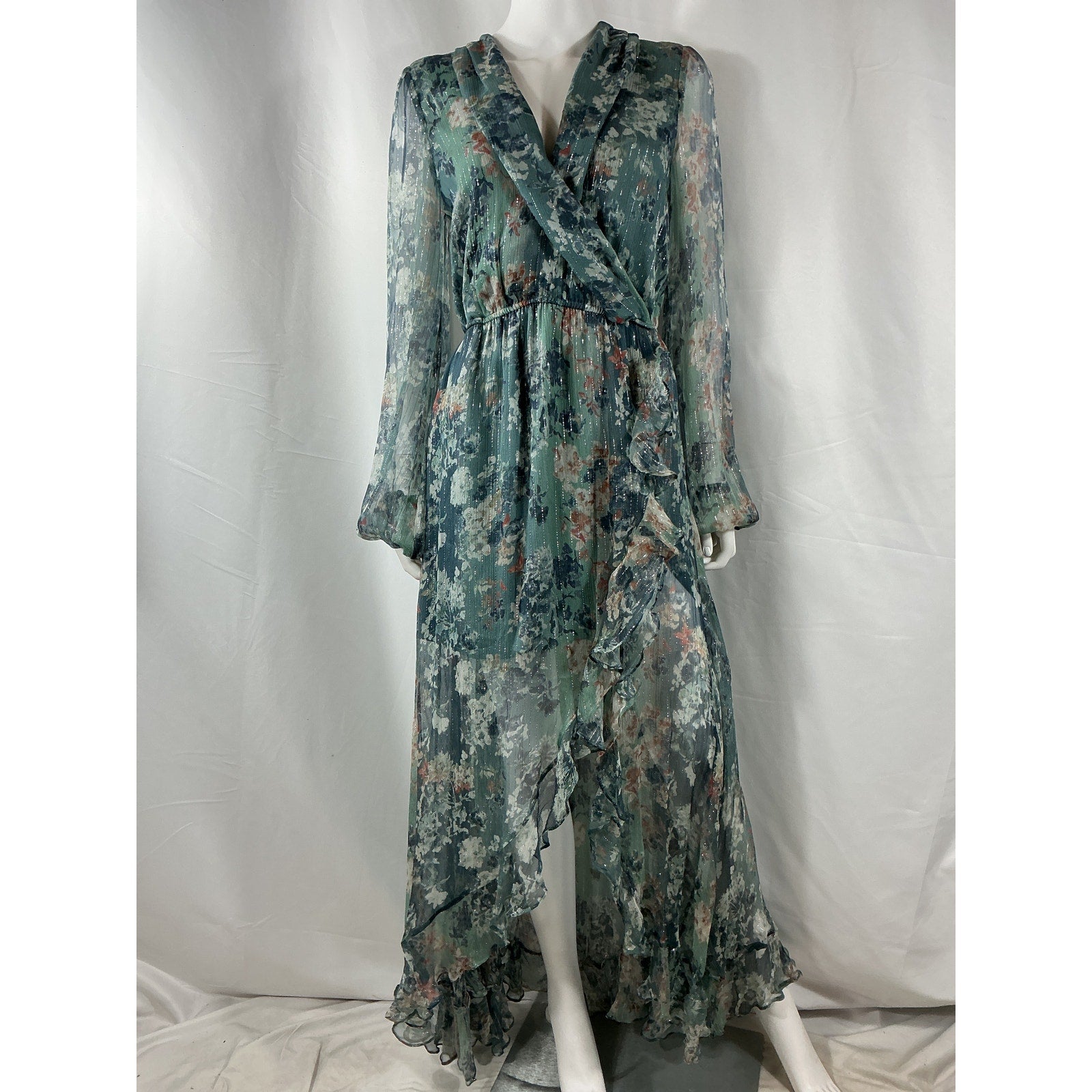 Caroline Constas 'Vivian' Blue Silk Gown Size L