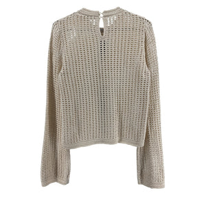 Frame 'The Crochet' Cream Cotton Bell Sweater Size M