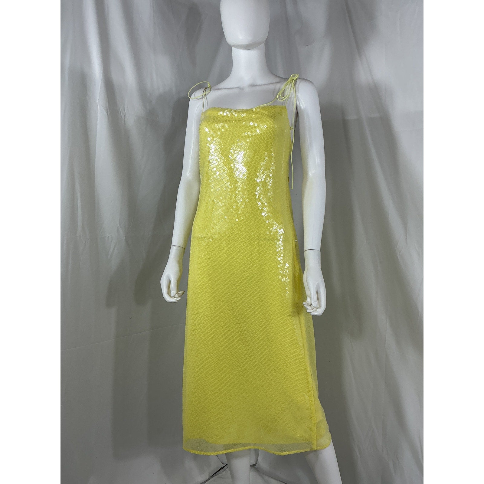 Anna October X J.Crew Sequin Yellow Polyester Slip Dress Size 4