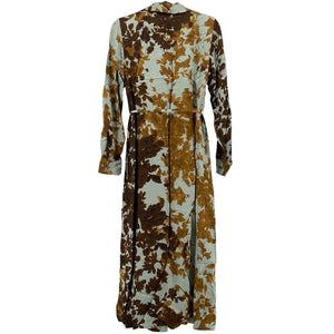 Dries Van Noten Belted Brown Charmeuse Midi Dress Size FR 36 / US 4