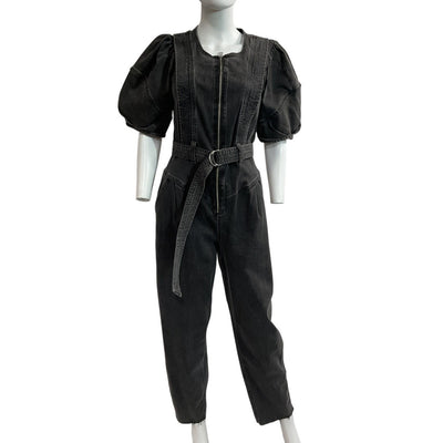 Allsaints Belted Washed Black Elektra Jumpsuit Size 2