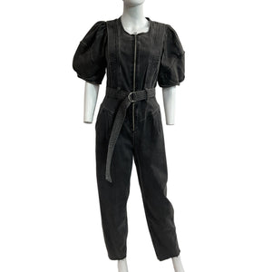 Allsaints Belted Washed Black Elektra Jumpsuit Size 2