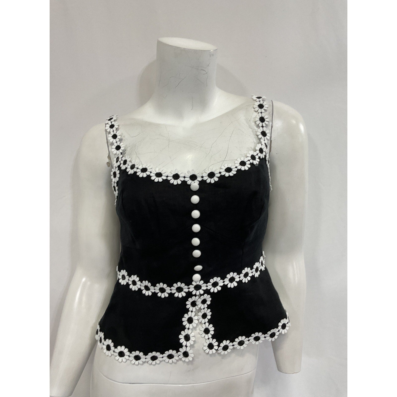 Reformation 'Minna' Black Linen Cropped Top Size 0