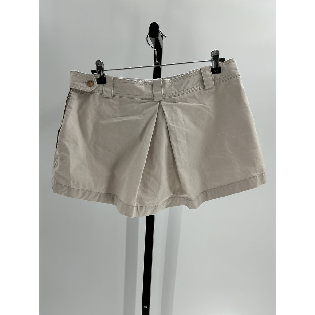 Helsa Workwear Pleated Cream Cotton Mini Skort Size M
