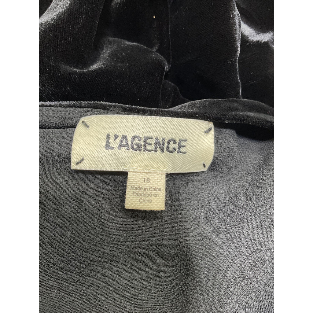 L'Agence 'Seridie' Black Viscose Velvet Slip Dress Size 18
