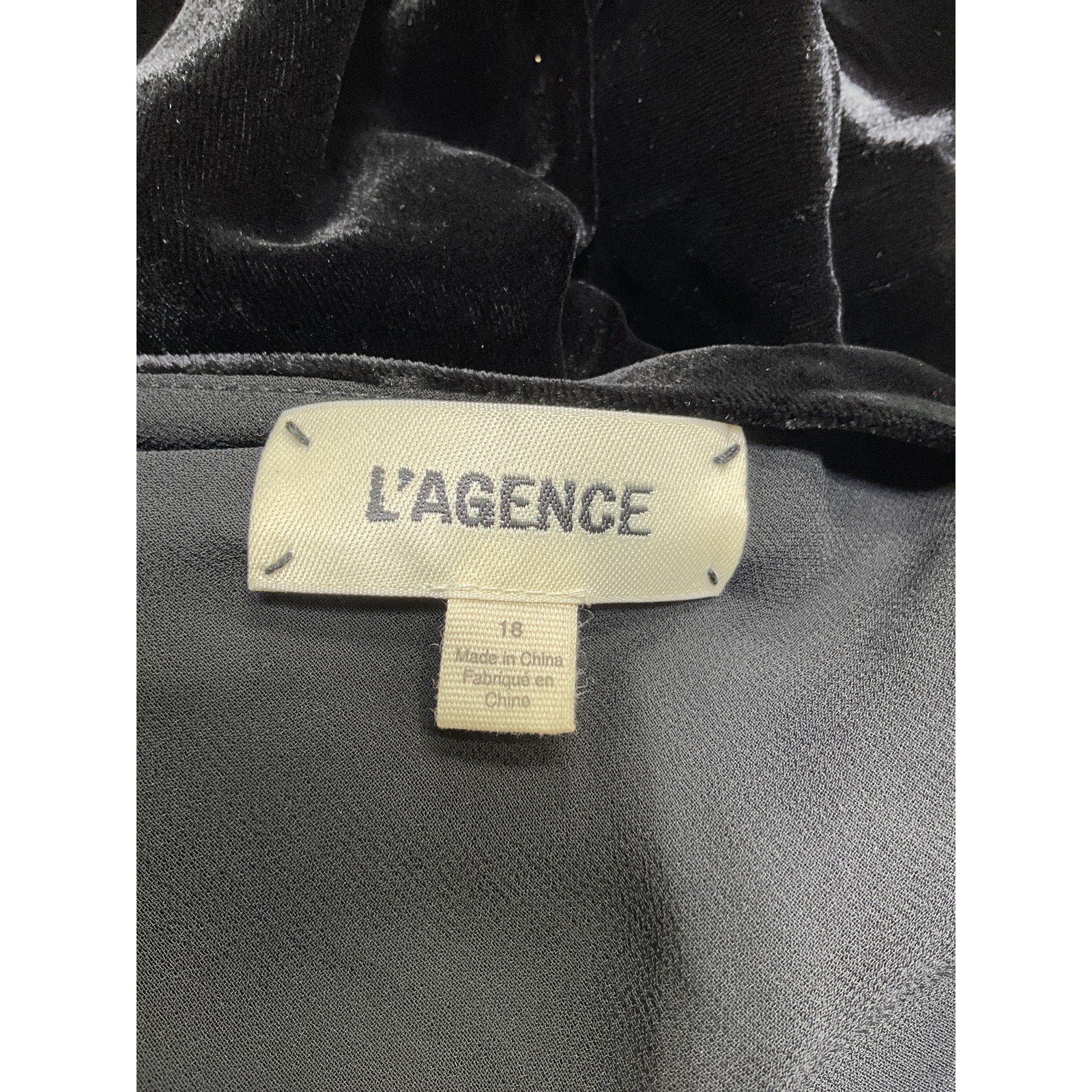 L'Agence 'Seridie' Black Viscose Velvet Slip Dress Size 18
